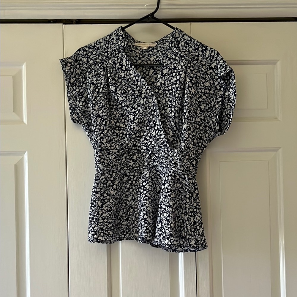 Floral Navy and White Women's Top
